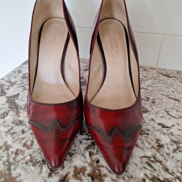 Karen Millen Pums  red Leather Heels size 38 - Picture 1 of 10